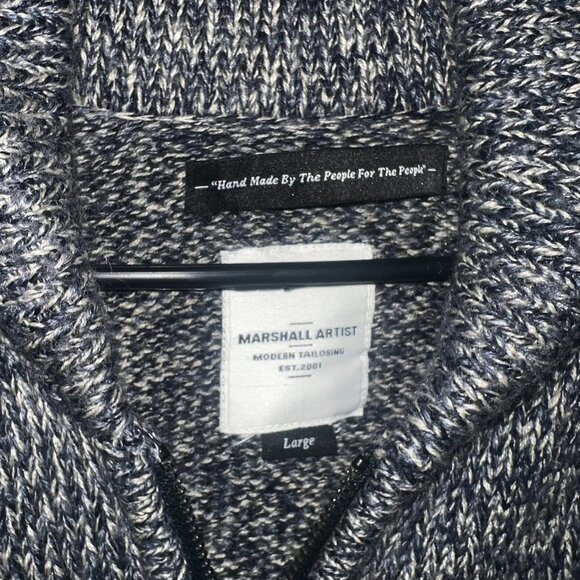 Marshall Artist Gray Knit Zip Sweater Men’s Large Modern Tailoring Cardigan - Picture 5 of 10